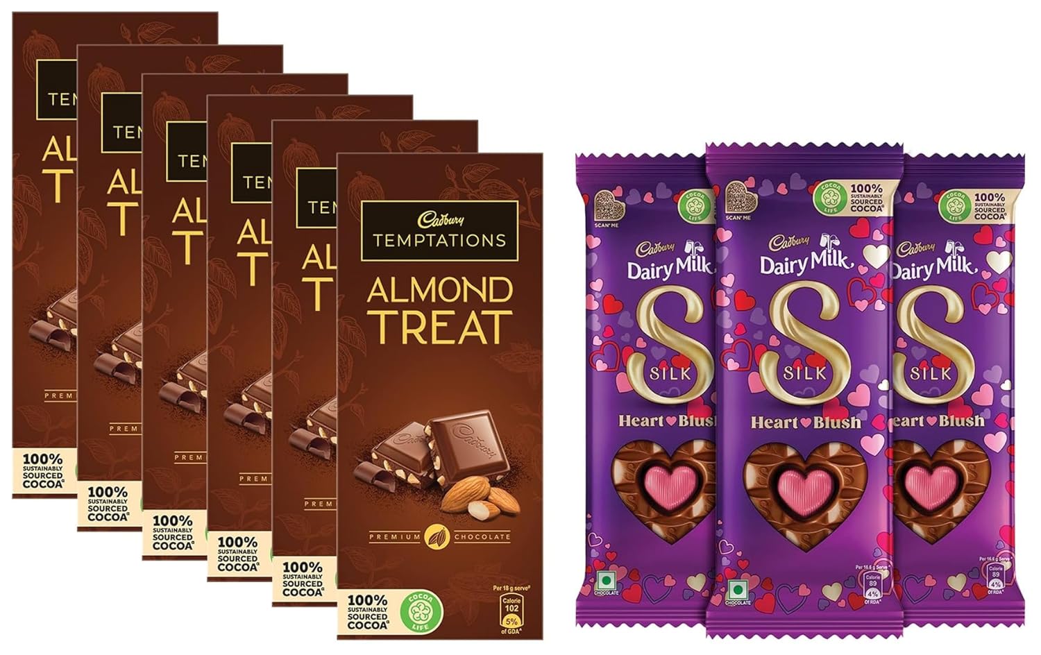 Cadbury Temptation Almond Treat Chocolate, 72g (Pack of 6) & Cadbury