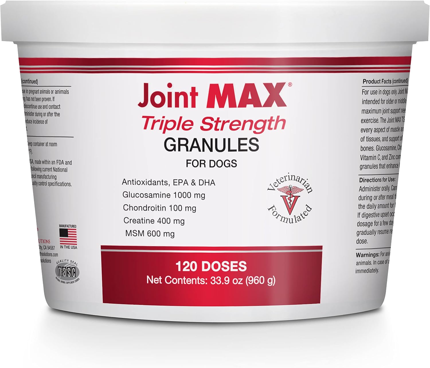 Joint MAX Triple Strength Granules for Dogs Glucosamine, Chondroitin, Creatine
