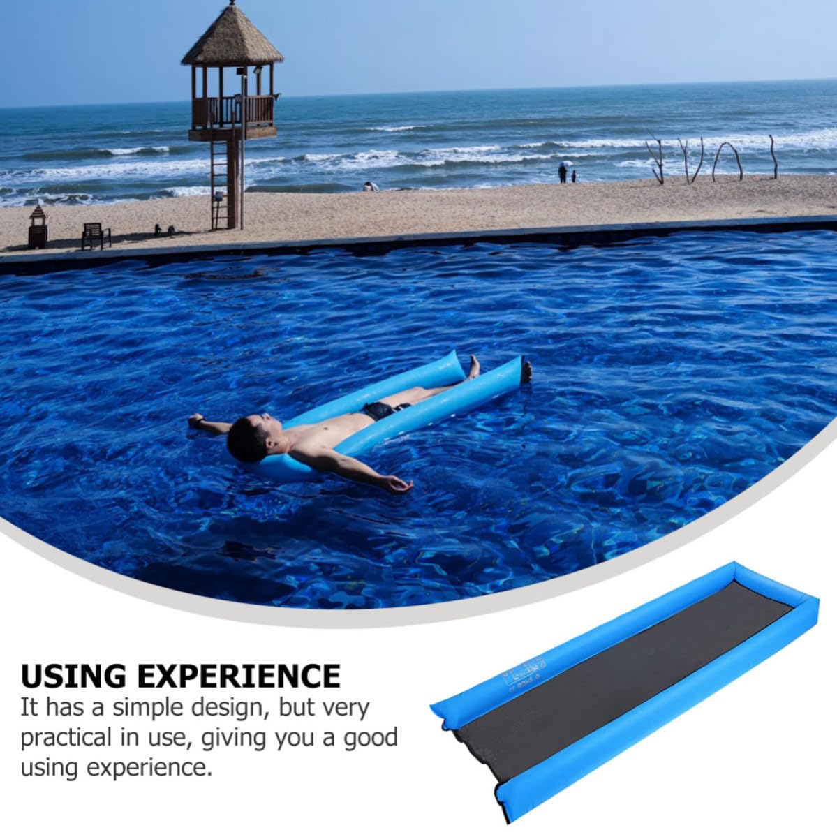 ERINGOGO Materassino Gonfiabile Leggero in Nailon Blu per Piscina Stagionale, Letto Galleggiante Portatile per Nuoto e Relax in Acqua