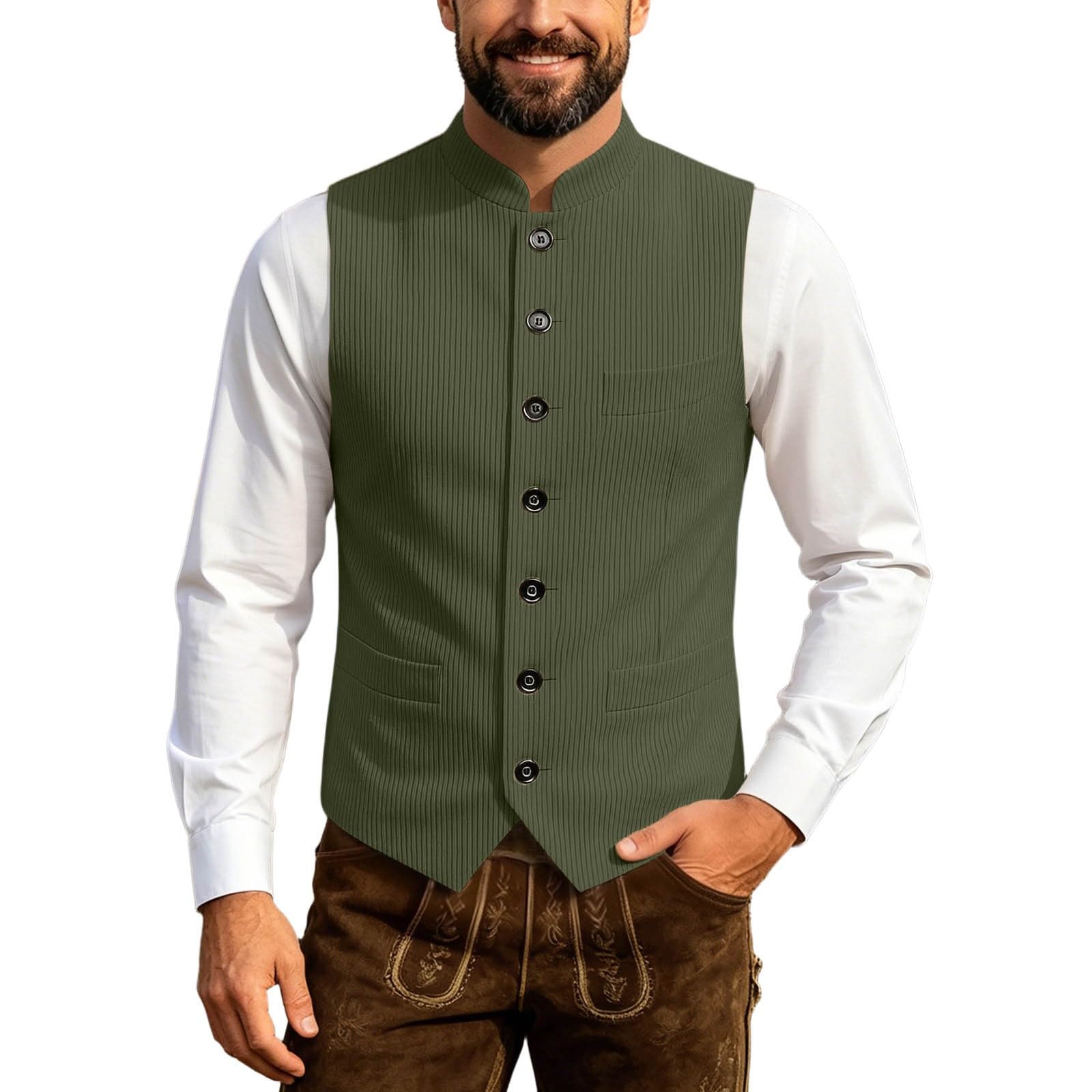 Chaleco tradicional de pana para hombre traje regional elegante sin mangas de verano 7