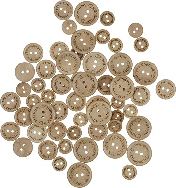 150PCS Handmade Wooden Buttons for Crafts 3/5 3/4 1 inch Mixed Wooden Buttons Round Wooden Handmade with Love Buttons for DIY Crafting Projects Decorations 15mm-20mm-25mm Wood Buttons