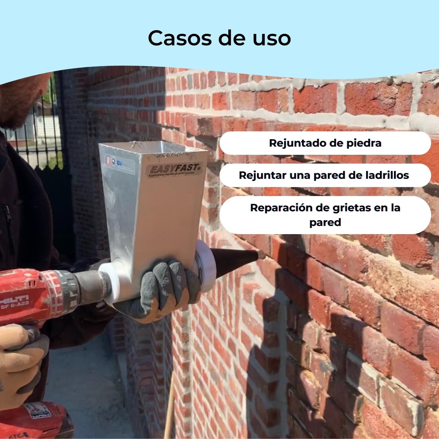 EASYFAST Boquillas recortables para mortero 8–16 mm – juego de 3 para juntas de piedra y ladrillo