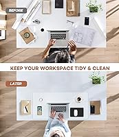 Vista 5 de RostiKong Protector transparente de escritorio de 14 x 24 pulgadas, protector de mesa de PVC transparente para escritorio, protector de mesa