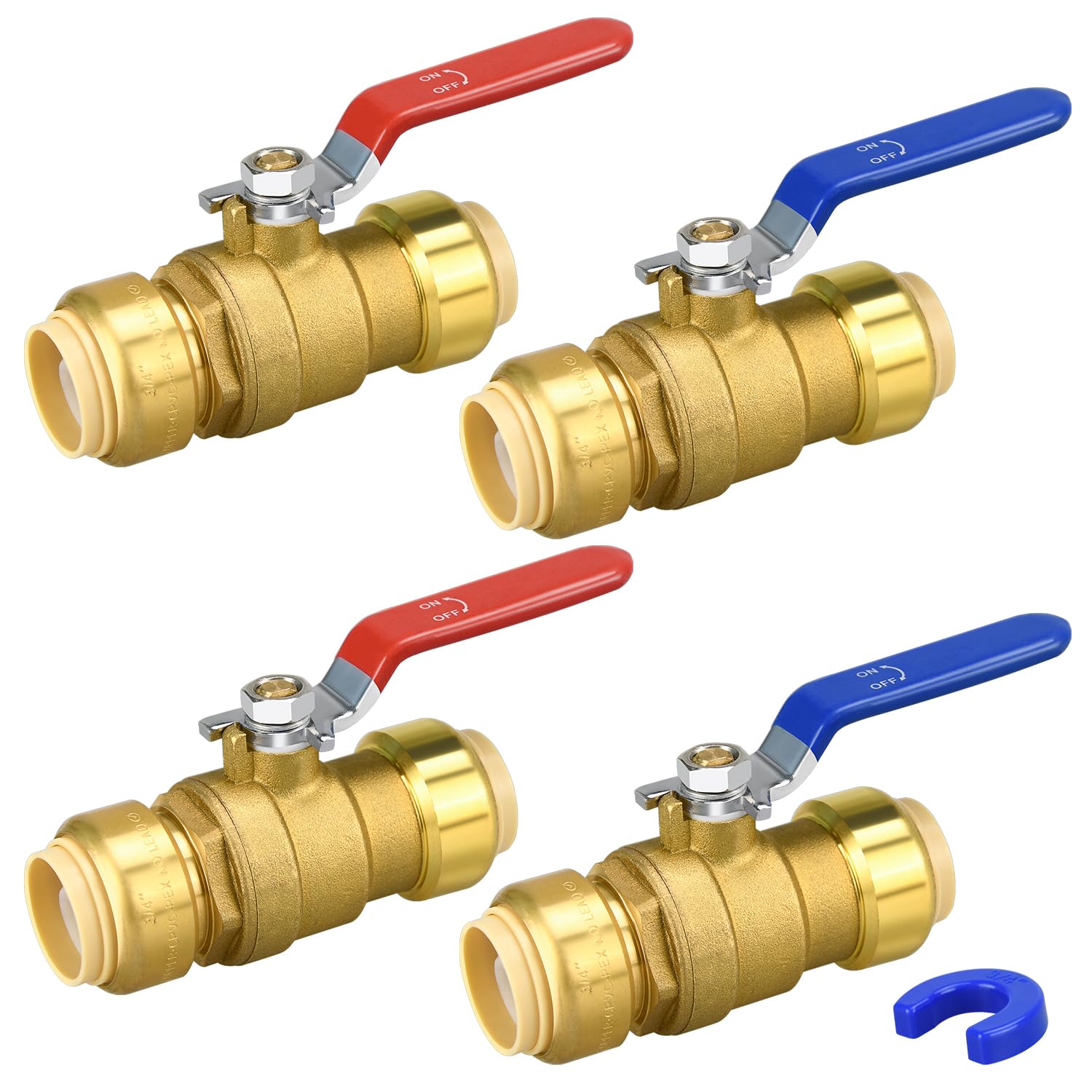 1/2 Inch Push-Fit Ball Valve - Full Port Shut Off Valve For PEX, Copper & CPVC Pipes