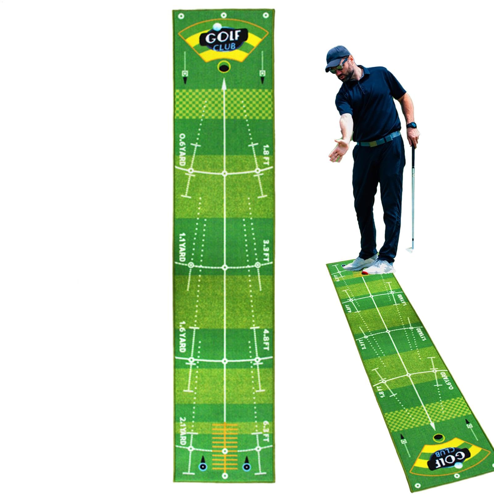 Putting Green Mat | 0,5 x 2,4 m Golf-Übungsmatte | Sport-Pad für drinnen und draußen, verbessert Ihre Putting-Fähigkeiten, rutschfeste Unterseite