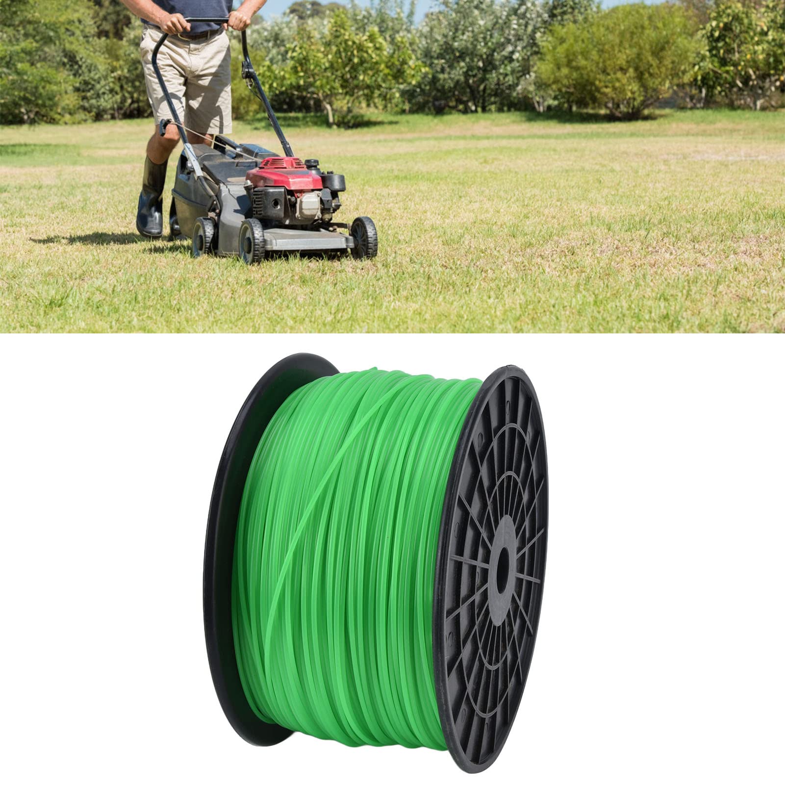 Filo per Decespugliatore a Fili da 2 Mm Filo per Decespugliatore a Filo Quadrato in Bobina Accessori per Tosaerba per Tosaerba (Verde)(372 Meters)