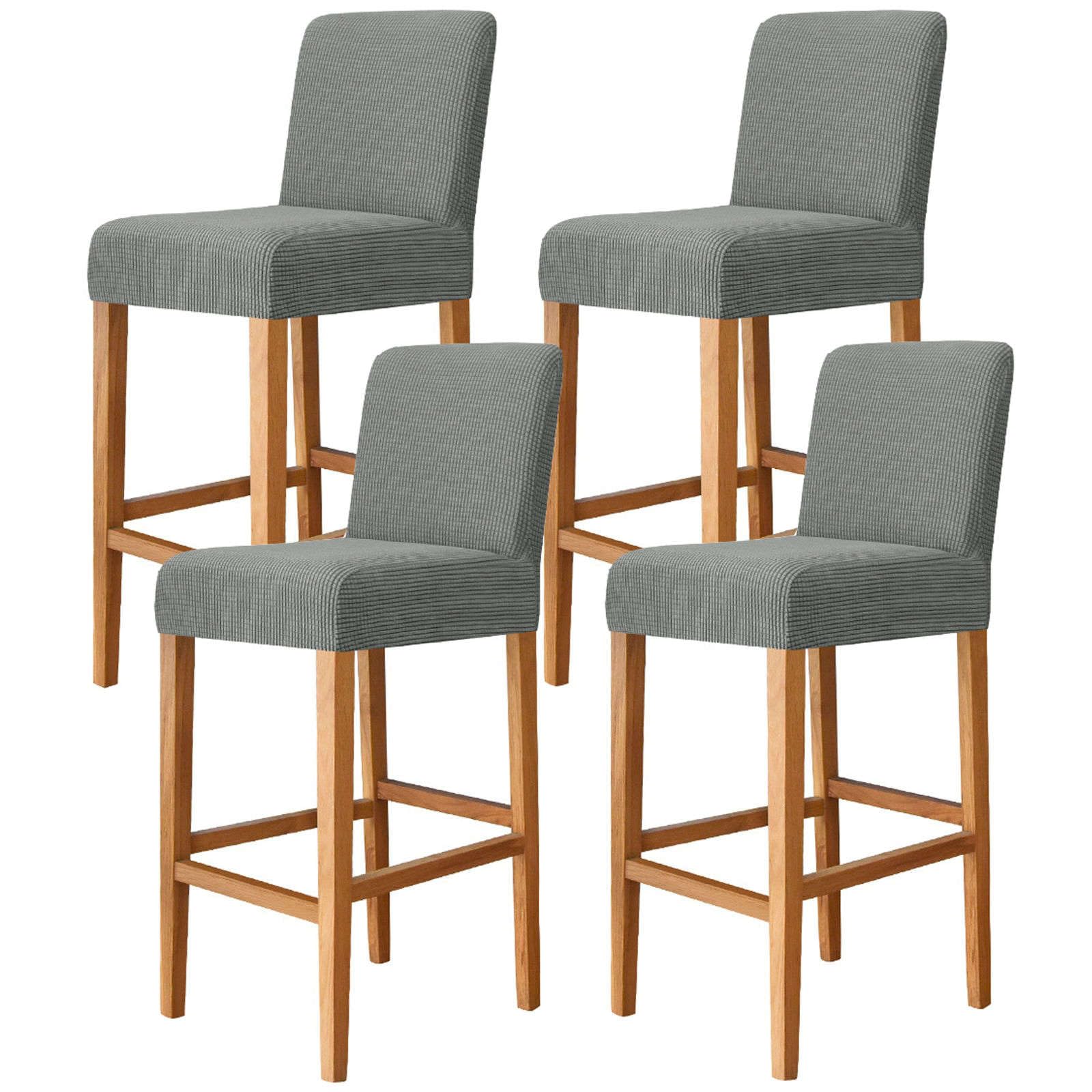 Housses de chaise de bar lavables et amovibles élastiques beige x2