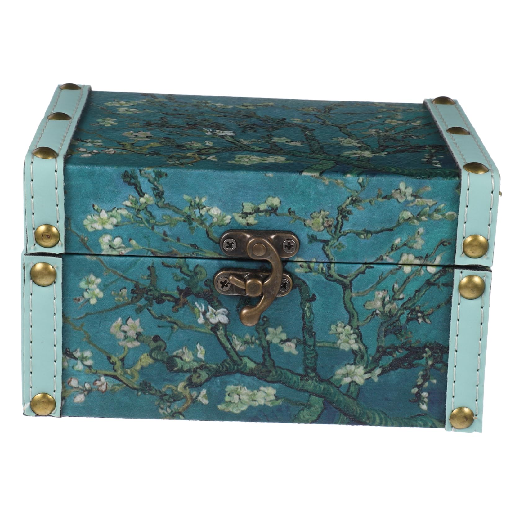 Zerodeko Caja Caja De Almacenamiento De Pintura Óleo Vitrina De Joyería Cofre De Té Vintage Cofre Del Pirata Brazalete Almacenamiento De Pulsera Exhibición De Joyería De Madera