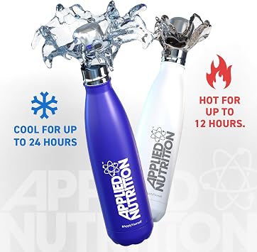 Applied Nutrition Hydration Electrolyte & Vitamin Powder + White Steel Flask 500ml- Natural Energy & Reduces Tiredness & Optimise Hydration (240g - 30 Servings)(Strawberry & Raspberry)