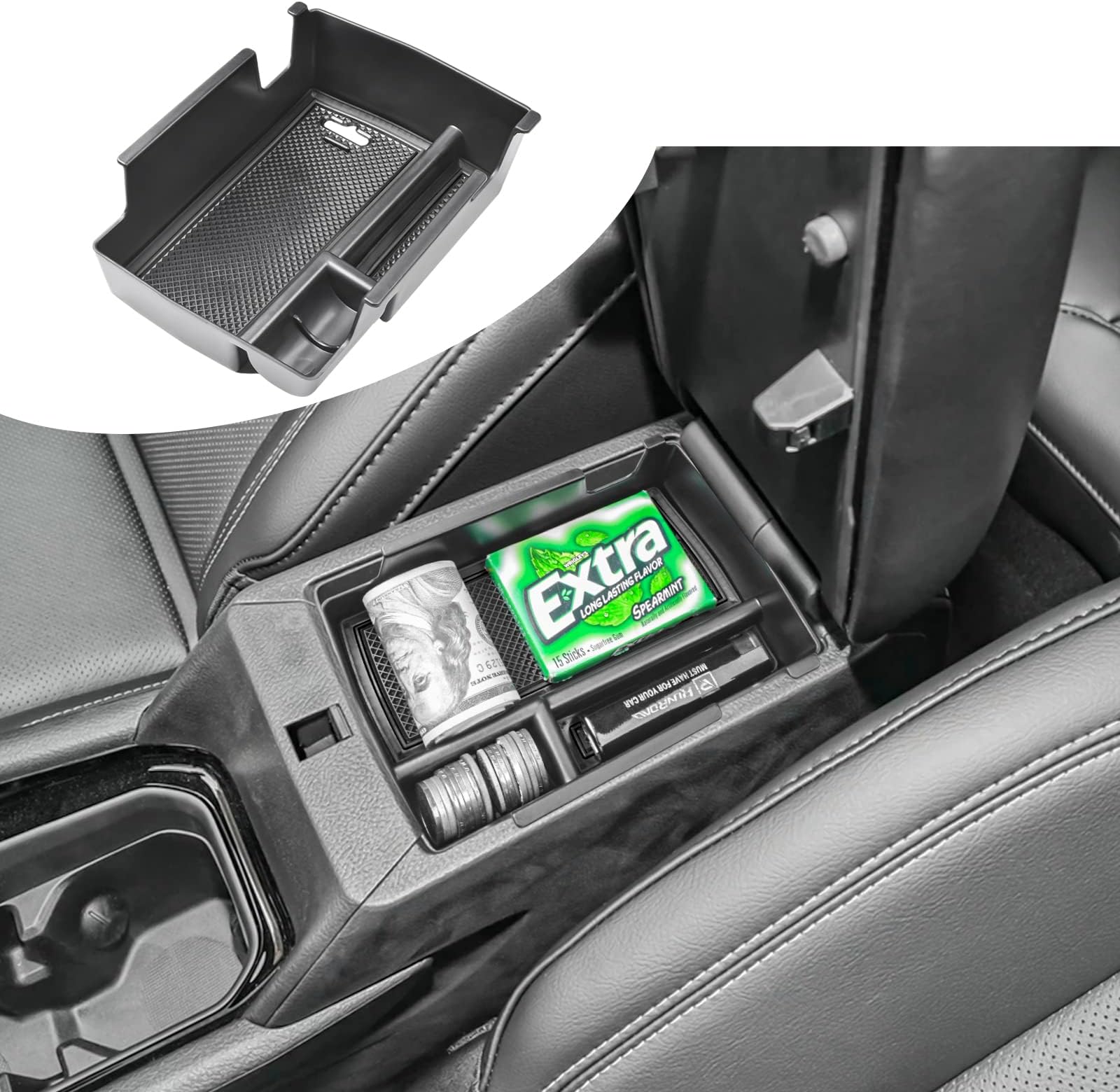 Center Console Organizer Tray Compatible with Jeep Compass 2022 2023 2024 2025 Accessories, Armrest Tray Secondary Storage Box Insert Console Organizer Card Container, Black (NOT For Ltd)