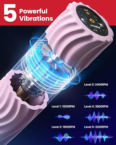 Miniatura 3 de FITINDEX Rodillo de espuma vibratoria para dolor de espalda, rodillo de espuma de 5 velocidades, masaje muscular, ejercicio, yoga, tejido profundo