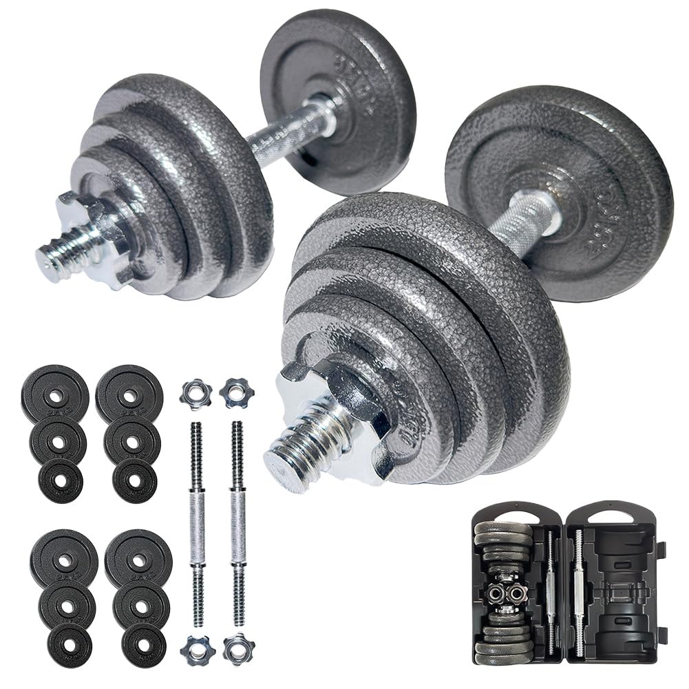 SPORTINATOR® "Machine" Hantel Set mit Koffer – Kurzhantel oder 2-in-1 Hantelset (15–40 kg) – Gusseisen & Stahl – Für effektives Ganzkörpertraining zu Hause oder unterwegs