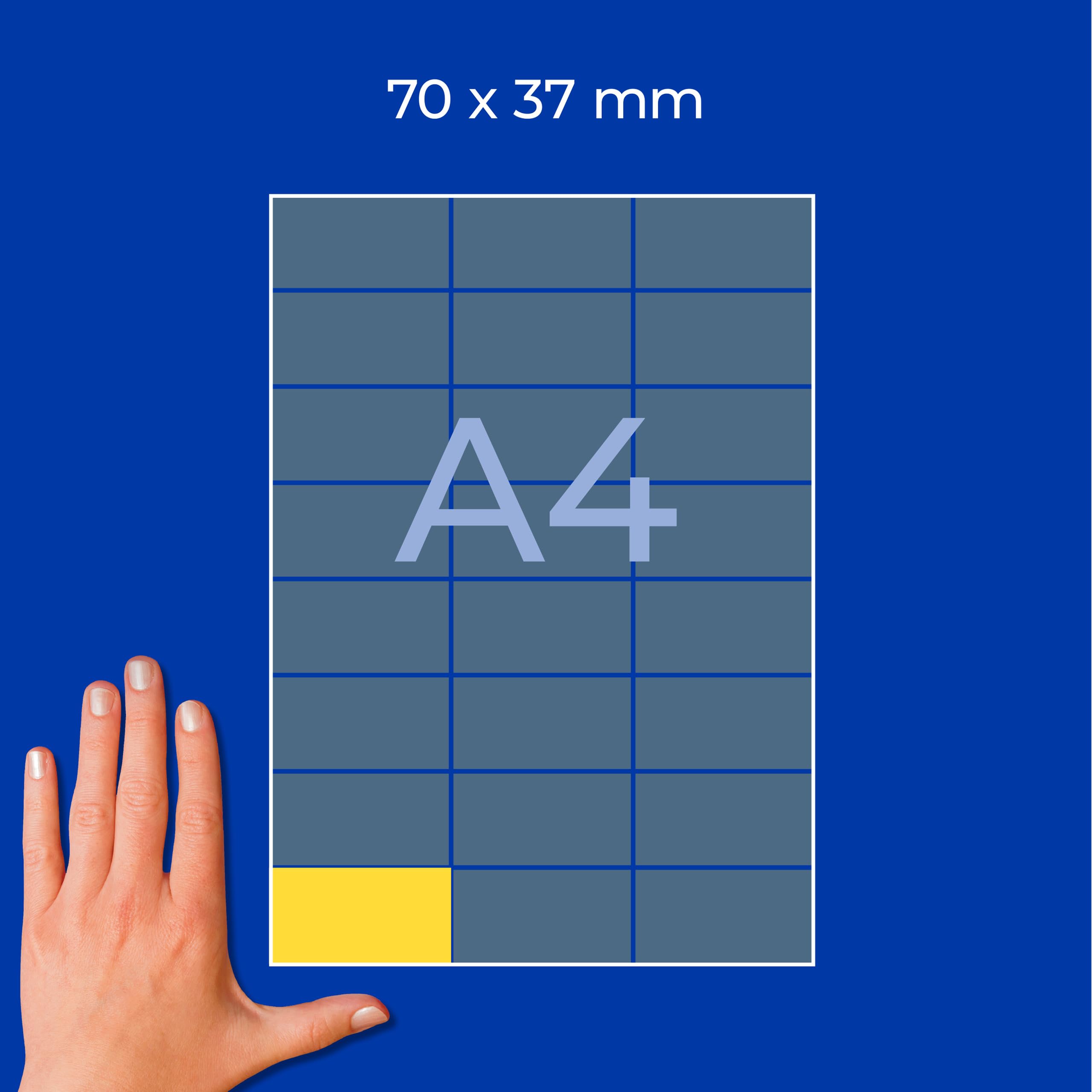 AVERY Zweckform 3451 Gelbe Etiketten (2.400 Aufkleber, 70x37mm auf A4, permanent haftend, selbstklebende Farbetiketten, Papier matt, bedruckbare, farbige Klebeetiketten) 100 Blatt
