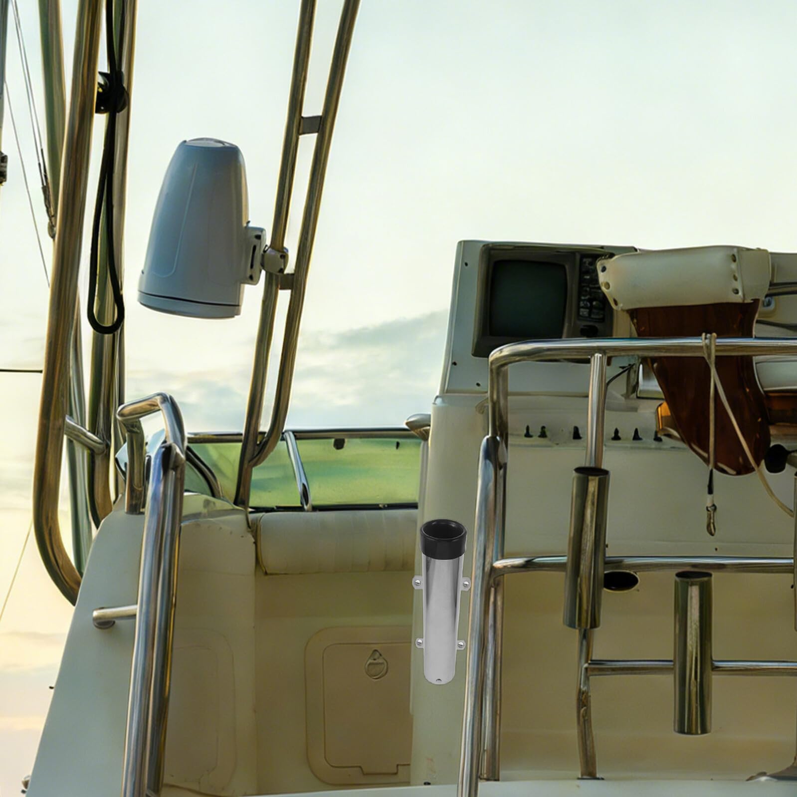 Abaodam Porta Canne da Barca in Acciaio Inossidabile, Tubo 45 Mm | Argento, Design Nautico Elegante, Montaggio Rapido, Adatto a Yacht e Navigazione in Mare Mosso