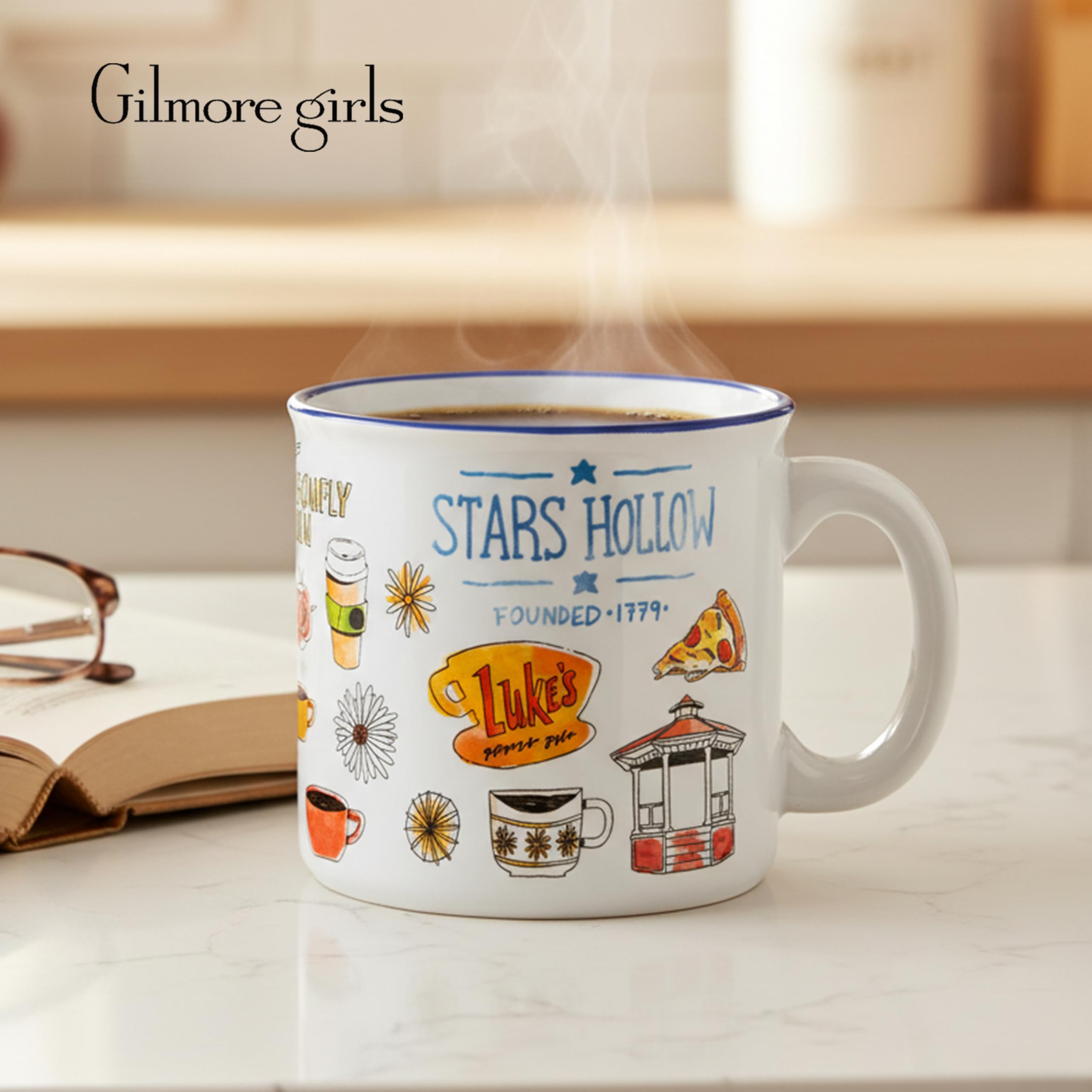 Silver Buffalo Gilmore Girls Luke's Featuring Iconic Stars Hollow Locations Keramik Camper Tasse, 590 ml