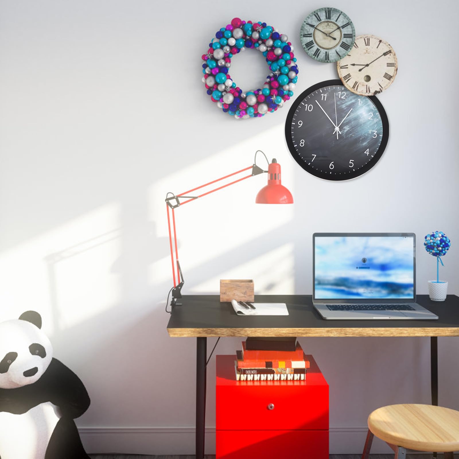 HOMSFOU Reloj de Pared Decorativo con Voz, Nocturno, Vidrio y Plástico