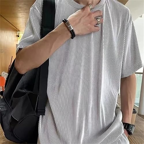 Miniatura 2 de Traje casual para hombre de seda de hielo Conjunto de seda de hielo suelto elástico de verano, pantalones deportivos (blanco plateado, 2XL)