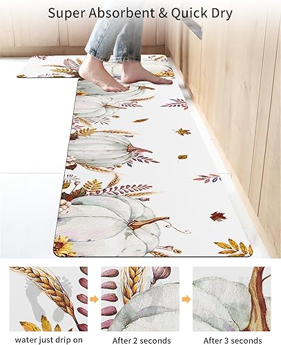 Miniatura 4 de Tapete de baño de calabaza de otoño, antideslizante, de secado rápido y absorbente, de tierra de diatomeas, para fregadero de cocina, lavable, para