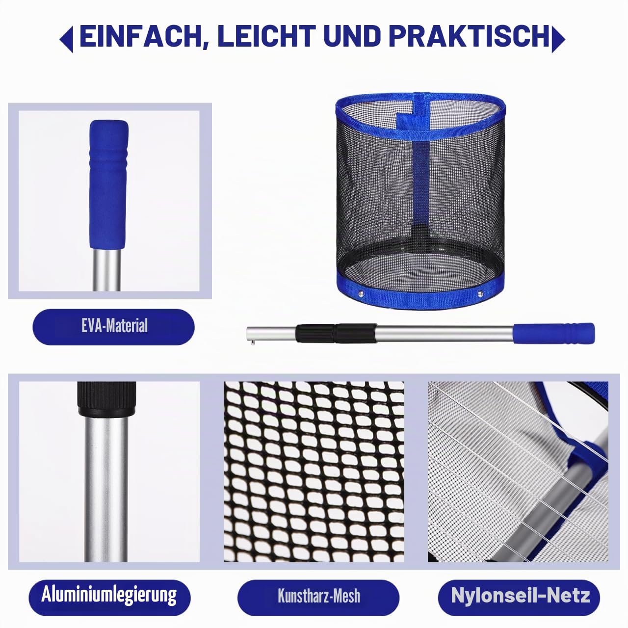 BESPORTBLE Tischtennisball Sammler Pongball Retriever Teleskopstange Behälter Organizer Leicht Tragbar Für Spielplatz Ballsammelarbeit