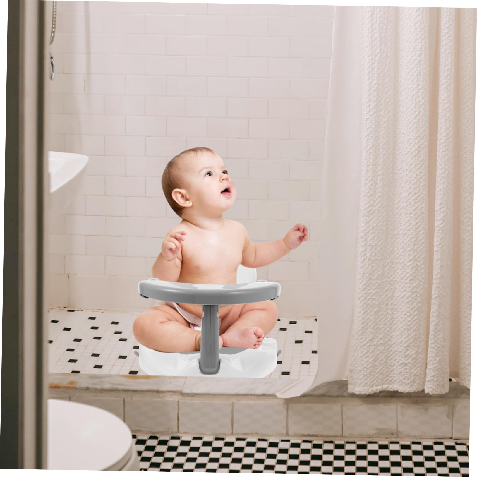 Milisten Babysitz Badewanne Monate Abnehmbar Rutschfest mit Saugnäpfen Tragbar Babybadewanne Sitz für Sicheres Baden Dusche