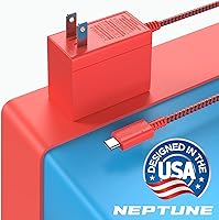 Vista 7 de Neptune Cargador para juegos de alta calidad, color rojo, compatible con Nintendo SwitchSwitch LiteSwitch OLED, Android, compatible con Nintendo