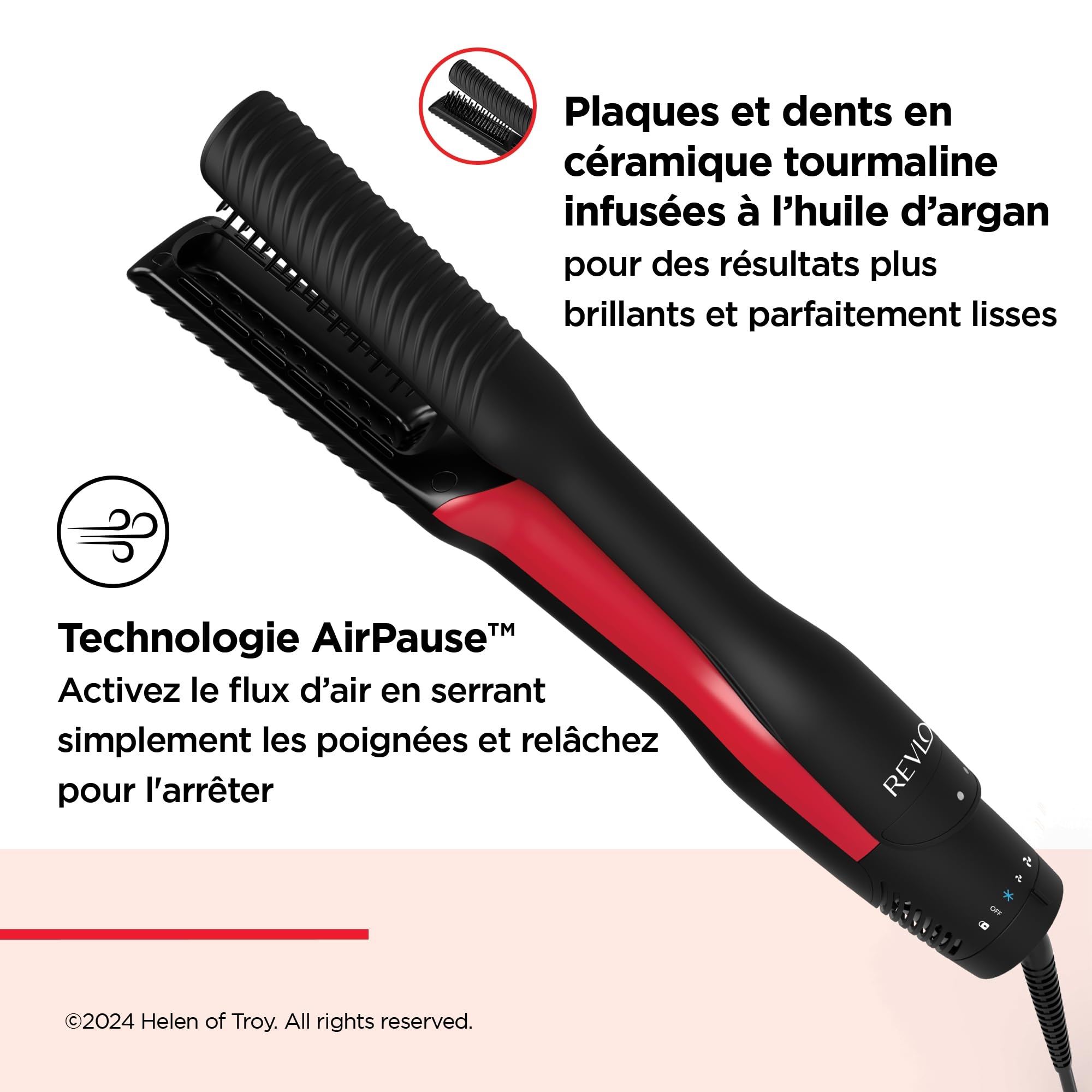 Revlon One-Step Air Straight: Seche cheveux et lisseur à air 2-en-1 | Sécher et lisser à l’air chaud sans chaleur extrême, avec plaques et dents chauffantes infusées à l’huile d’argan - RVDR5330