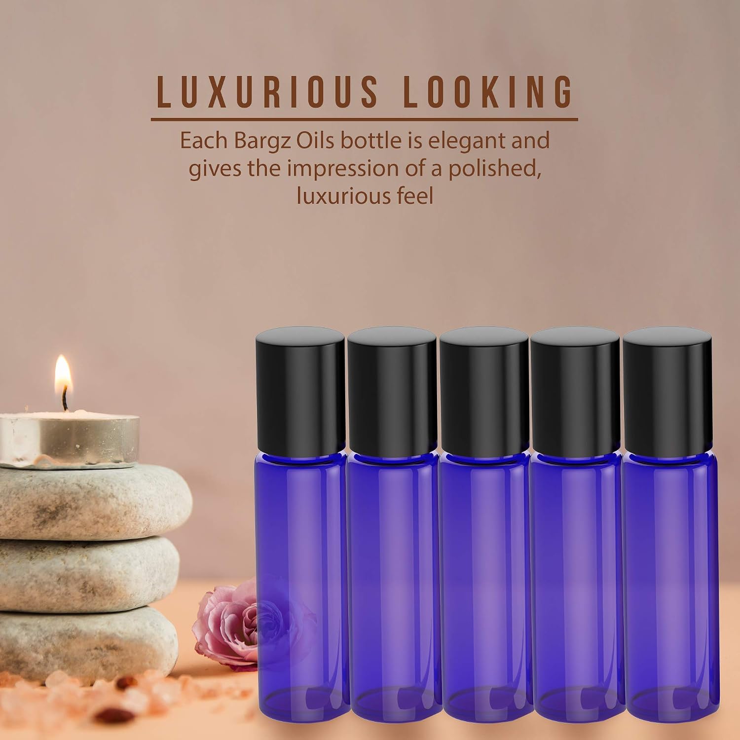 Essential Oil Roller Bottles [Metal Chrome Roller Ball] FREE Plastic Pippette, Funnel and Bottle Opener Refillable Glass Color Roll On for Fragrance Essential Oil - 10 ml 1/3 oz (8 PACK, BLUE)