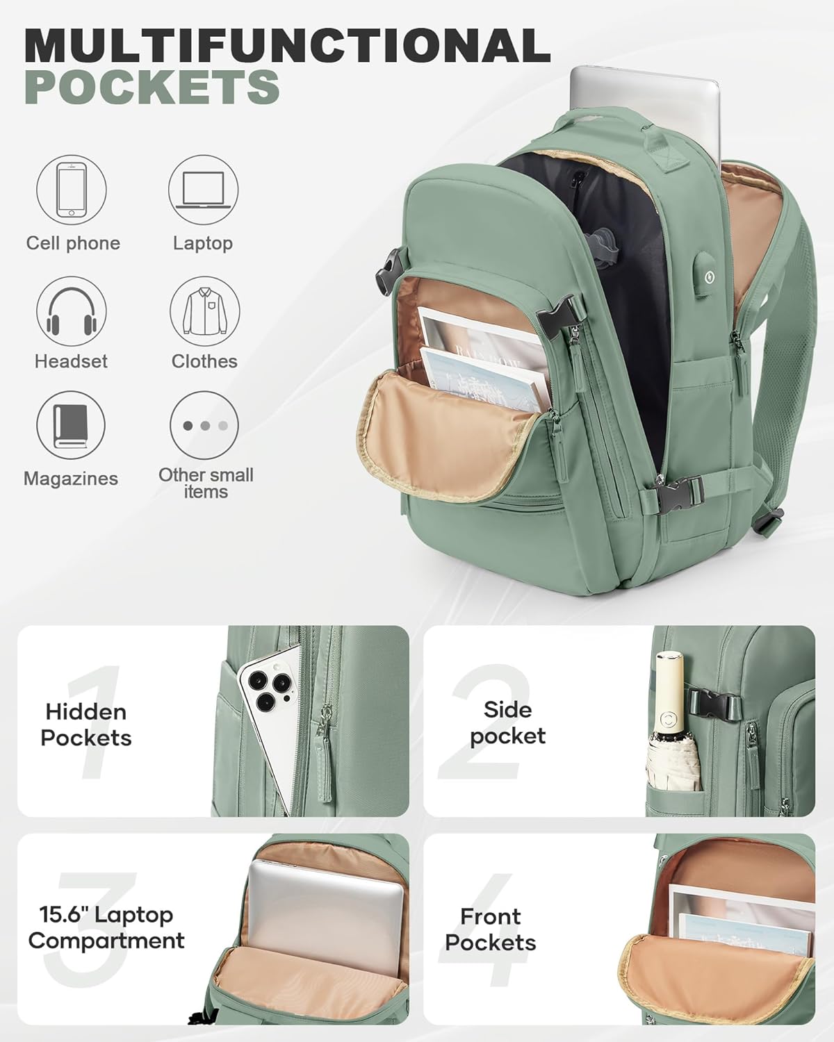 coofay Vacuum Backpack Travel with Pump Vacpack Backpack with Vacuum System Travel Compression Backpacks for Women Mochila De Viaje Carry on Luggage - Image 7