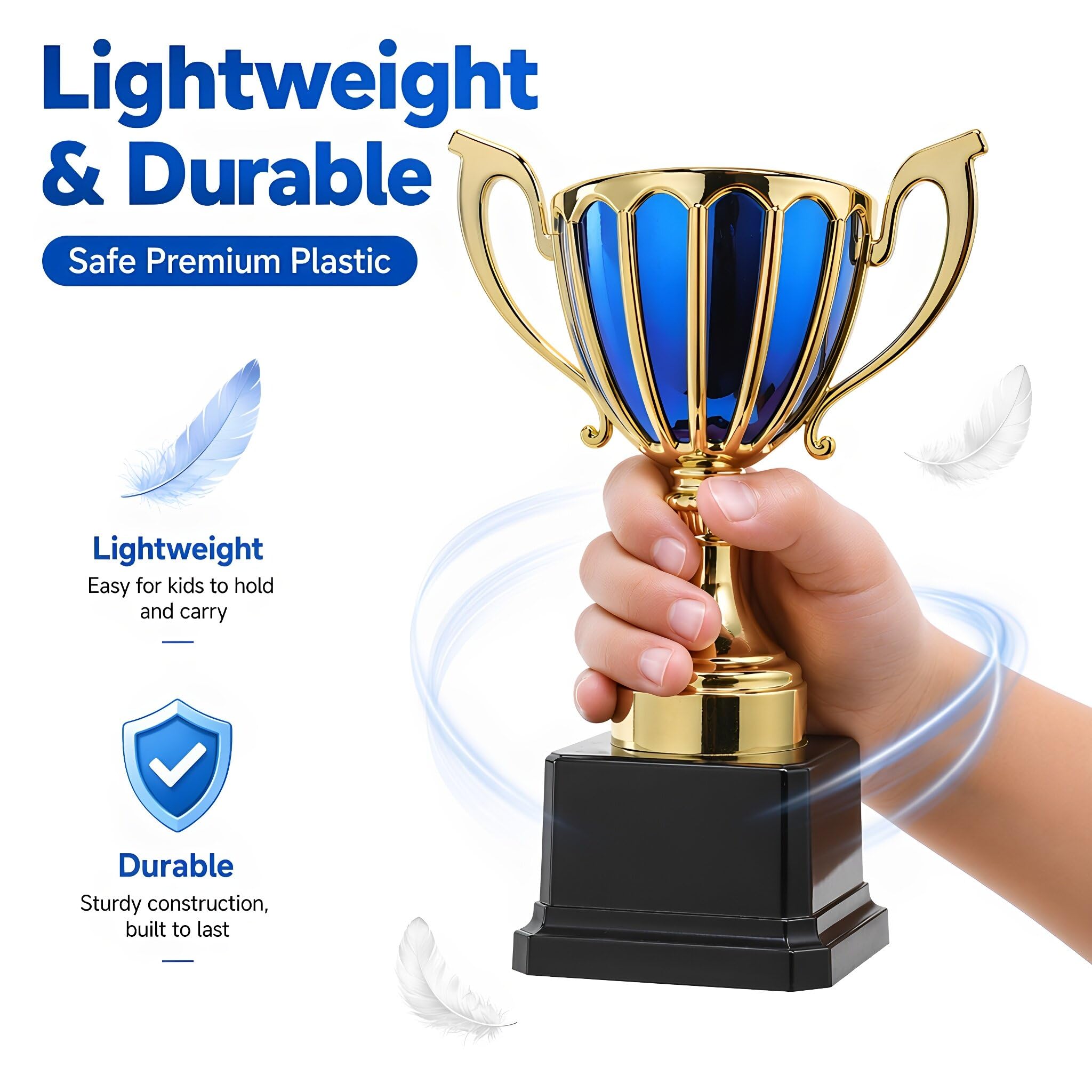 Lurrose Trofeo de Primer Lugar, Trofeo de plástico con Acabado Dorado y Rojo.