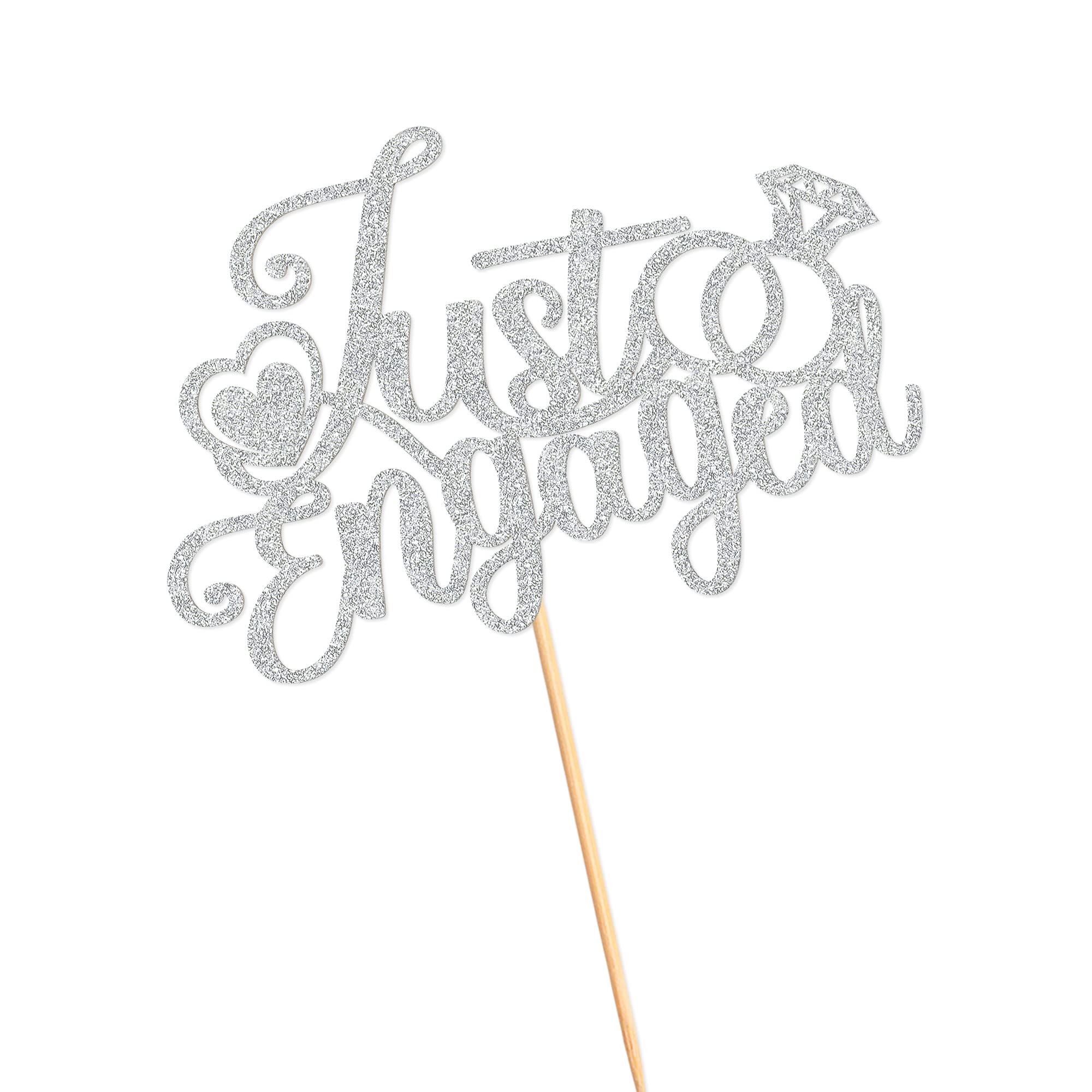 Blumomon Décoration Gâteau Just Engaged Or Rose Pailleté – Lot 3 Picks Mariage Fiançailles, Carton Qualité Alimentaire, 21 Cm