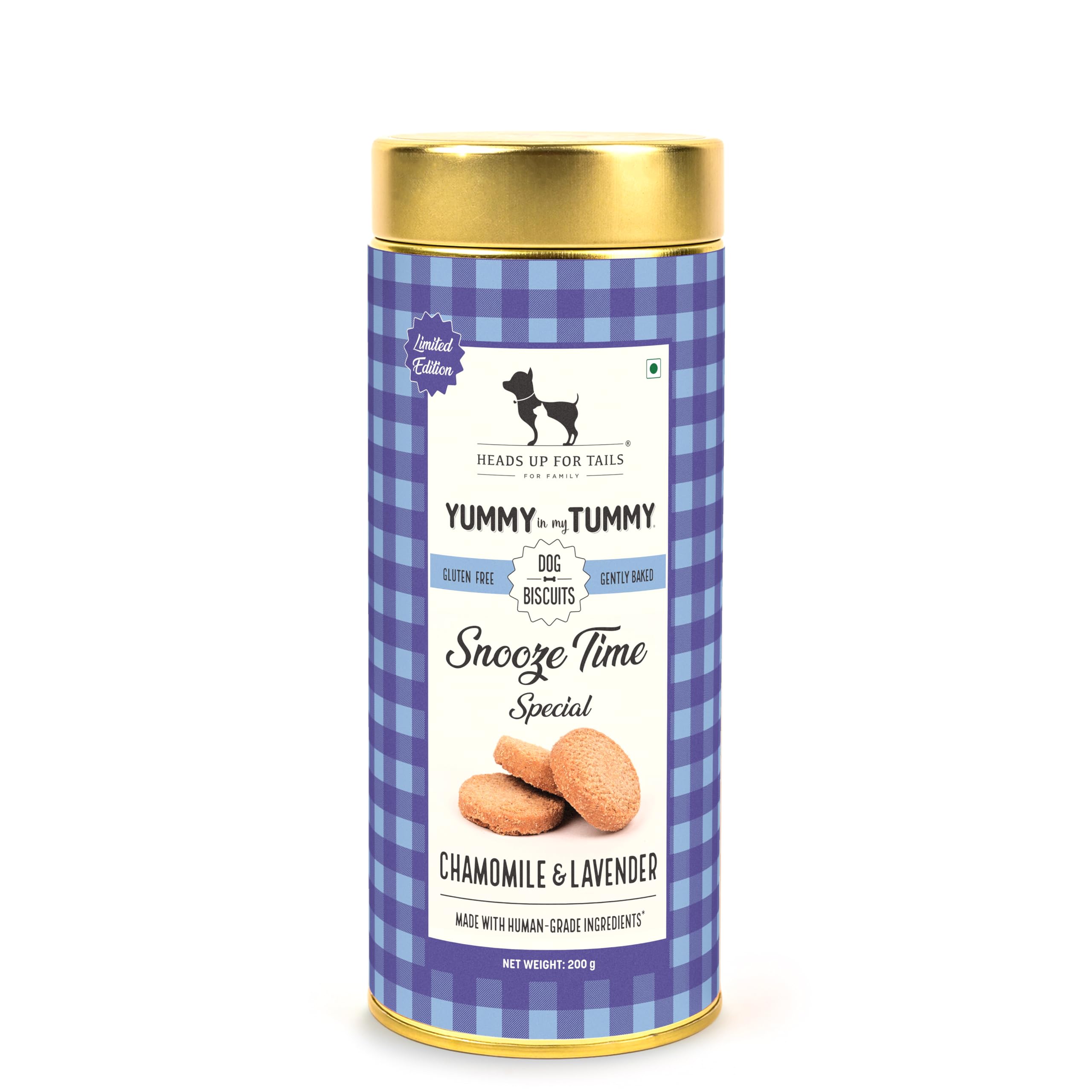 HUFT Yummy in My Tummy Snooze Time Chamomile & Lavender Dog Biscuits - 200 gm | Calming & Crunchy Dog Treats | Vegetarian, Gluten-Free Dog Biscuits for Puppies & Adult Dogs