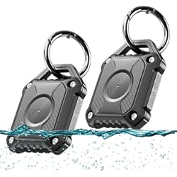 Funda Impermeable Llave Coche Paquete de 2 soportes para Airtag, IP68 impermeable Apple Air Tag, protección completa de 360°, etiqueta de aire. Soporte con llavero para dispositivos Apple Airtag GPS Tracker (negro 2 unidades)
