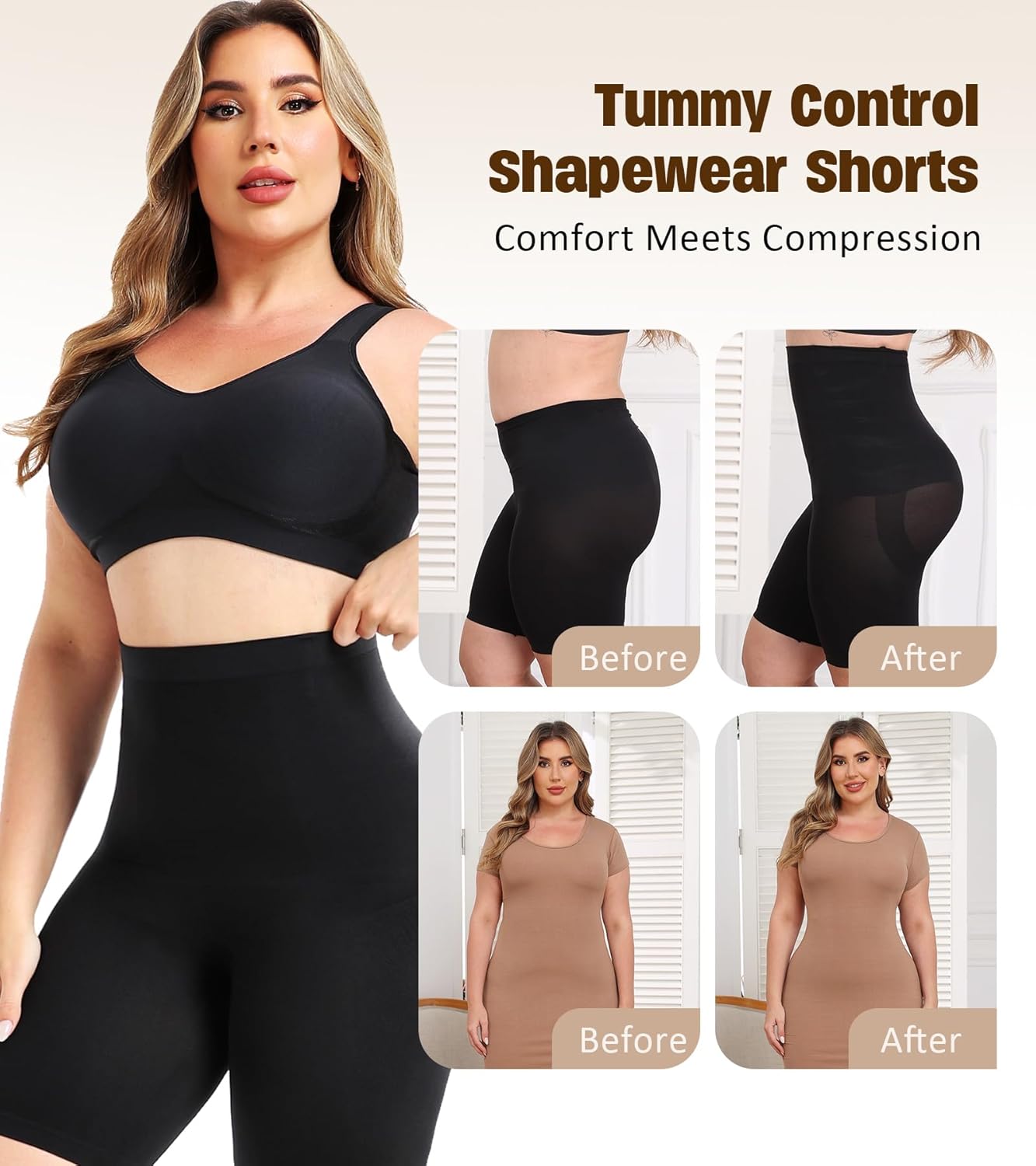 Lemorosy Shapewear for Women Tummy Control Body Shaper High Waisted Butt Lifting Shaping Shorts Seamless Shapewear Panties - Image 4