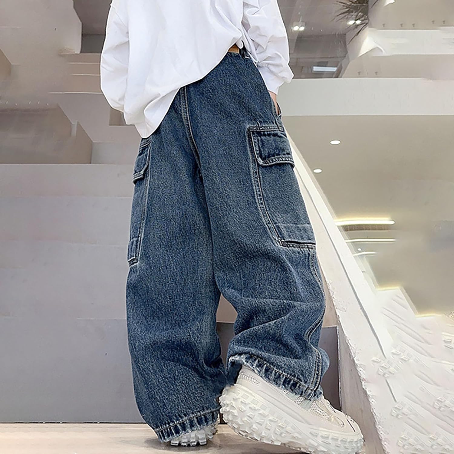 Jeans for Toddler Boys Stretch Fit Elastic Waist Pull On Relaxed Boys Pant Active Athletic Youth Workout Teenage Streetwear