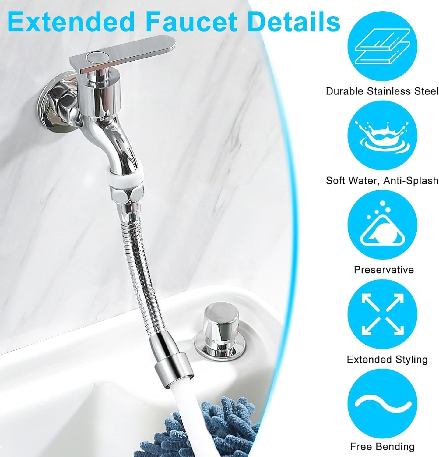 Alargador Grifo Cocina Boquilla Grifo Universal Girar 360 Grados Lavabo Extensor Grifo Alargador Aireador Grifo Cocina con Adaptador de Grifo para Cocina Baño Fregadero