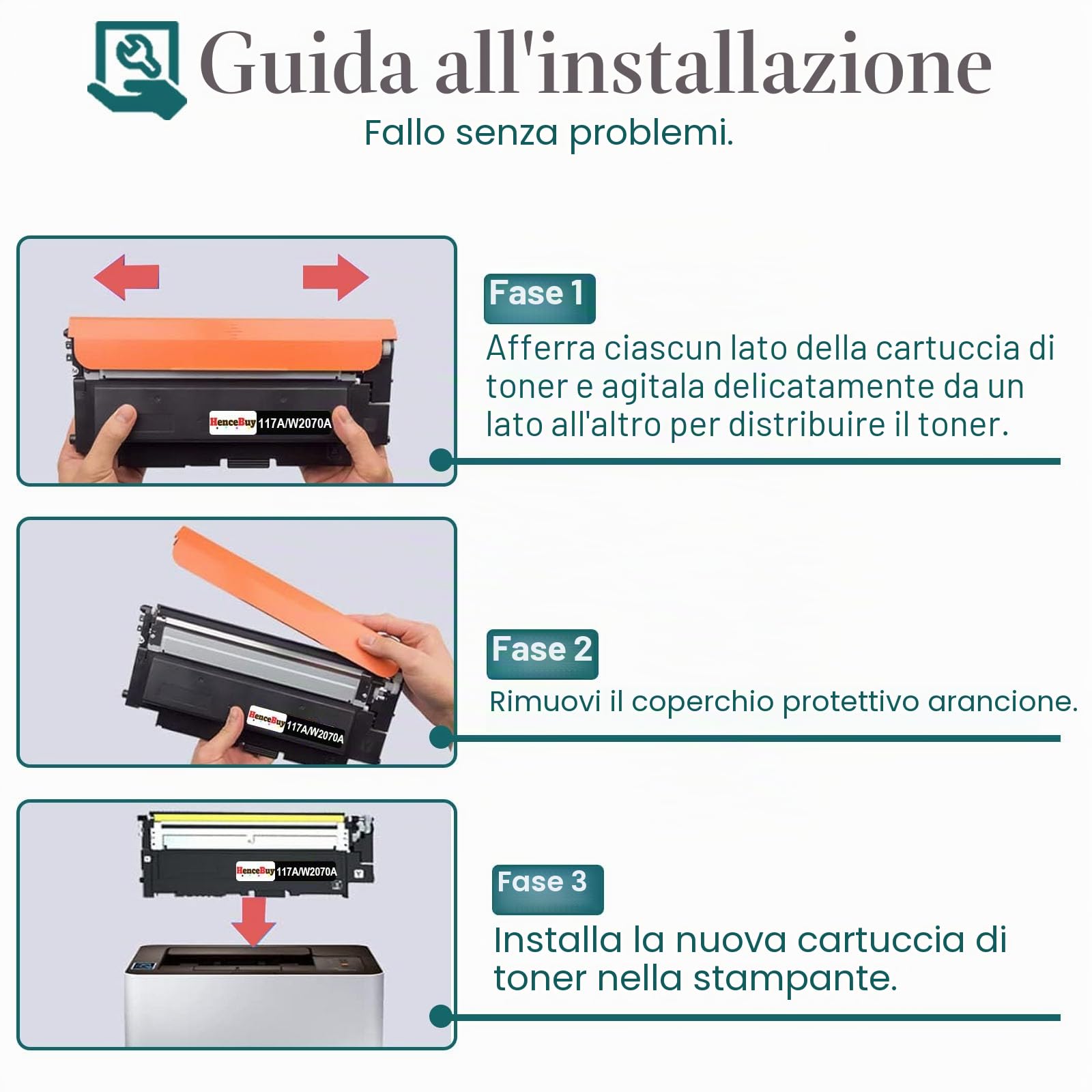 117A (Con Chip) Compatibile HP 117A W2070A Cartuccia Toner per Stampante Color Laser MFP 178nw 178nwg 178 179fnw 179nw 179fwg 179 150nw 150a W2071A W2072A W2073A, Nero Ciano Magenta Giallo