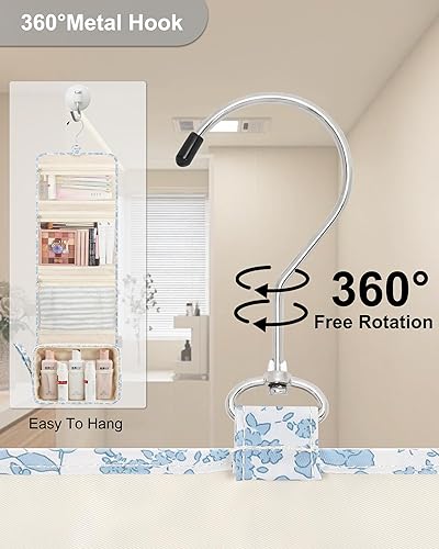 Miniatura 10 de Neceser colgante de viaje para hombres y mujeres, kit de viaje, bolsa de afeitar, impermeable, organizador de maquillaje para baño, ducha, azul,