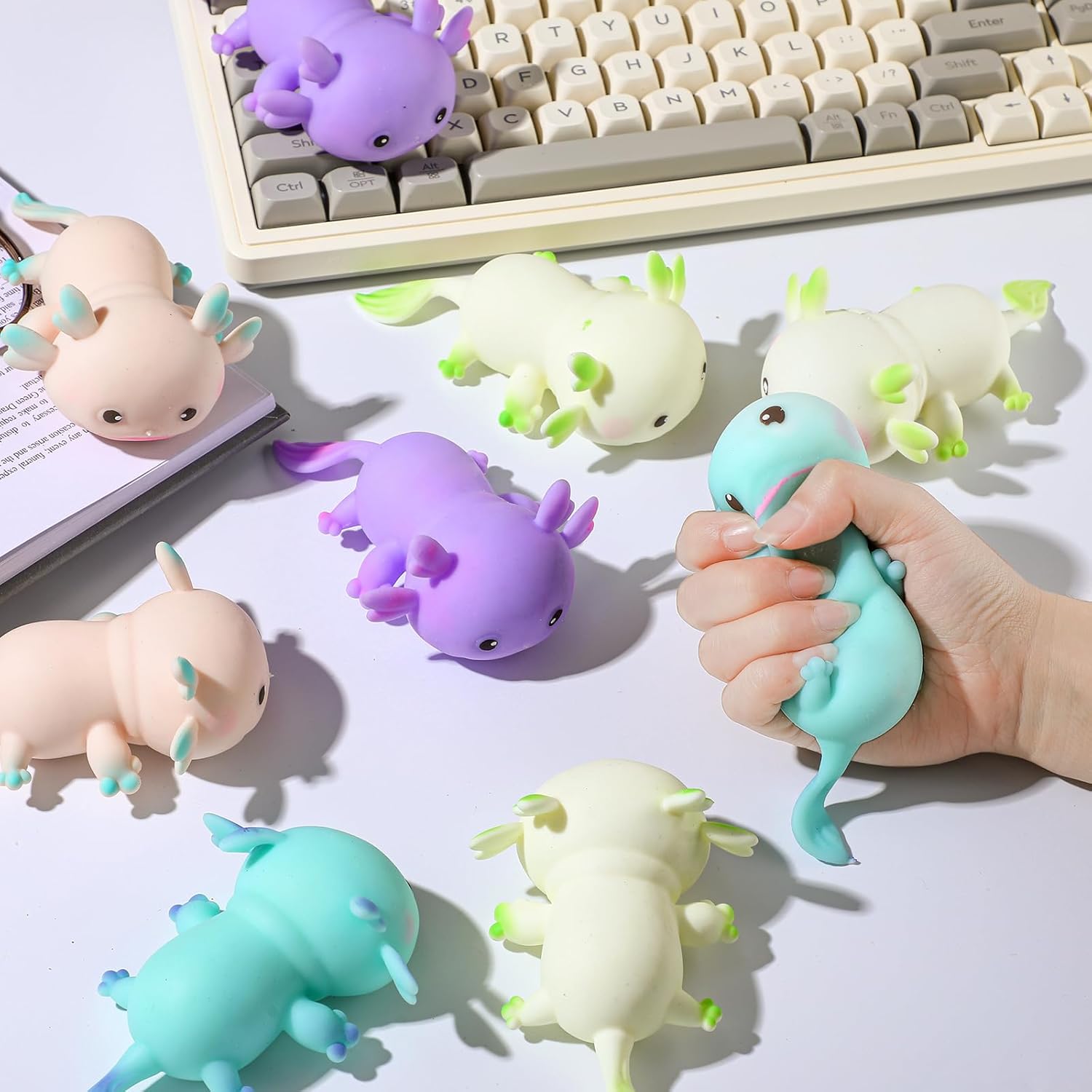 Meooeck 12 Pcs Axolotl Stress Balls Mini Axolotl Party Favors Cute Squeeze Fidget Animal Ball Fun for Valentine's Day Exchange Gift Easter Basket Stuffers Party Office Anxiety Stress Relief - Image 6