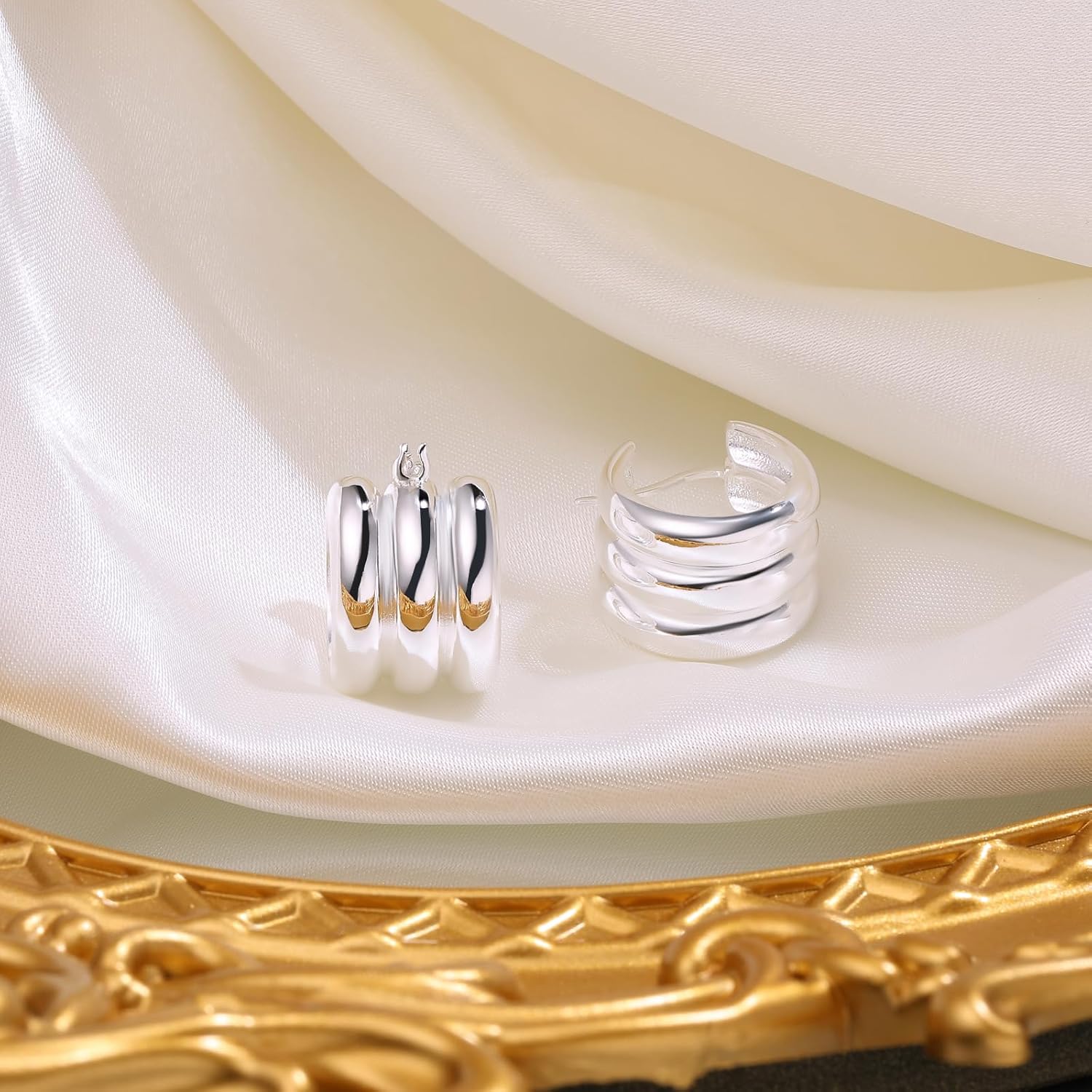 Small Chunky Gold Hoop Earrings for Women Hypoallergenic 925 Sterling Silver Post Lightweight 14k Gold Plated Thick Hoop Earrings for Women - Image 5