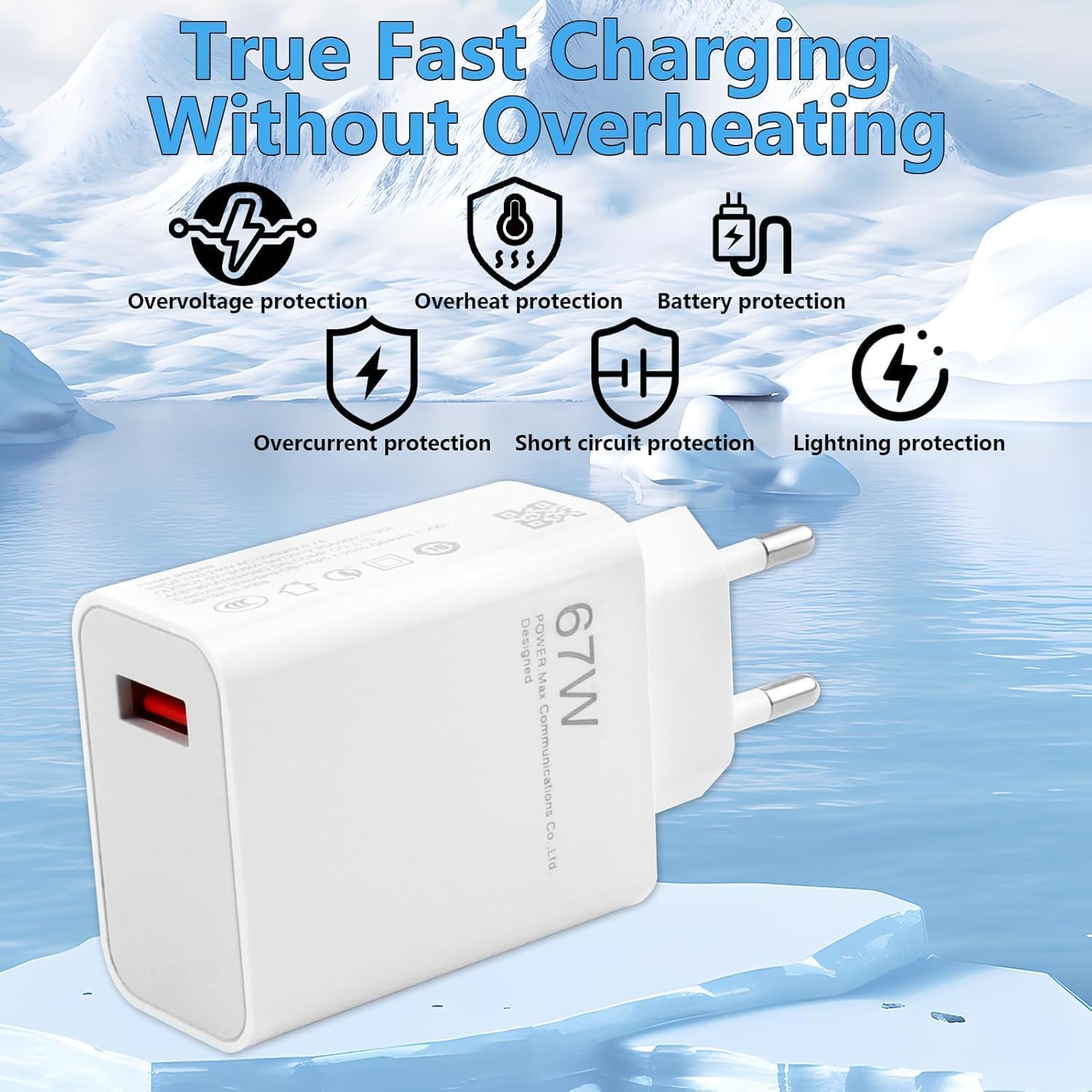 Caricabatterie USB-C 67W Con Cavo 2M | Ricarica Turbo Per 13, 14, 15, Note, Poco, Xiaomi | Protezione Da Surriscaldamento E Corto Circuito | 100-240V