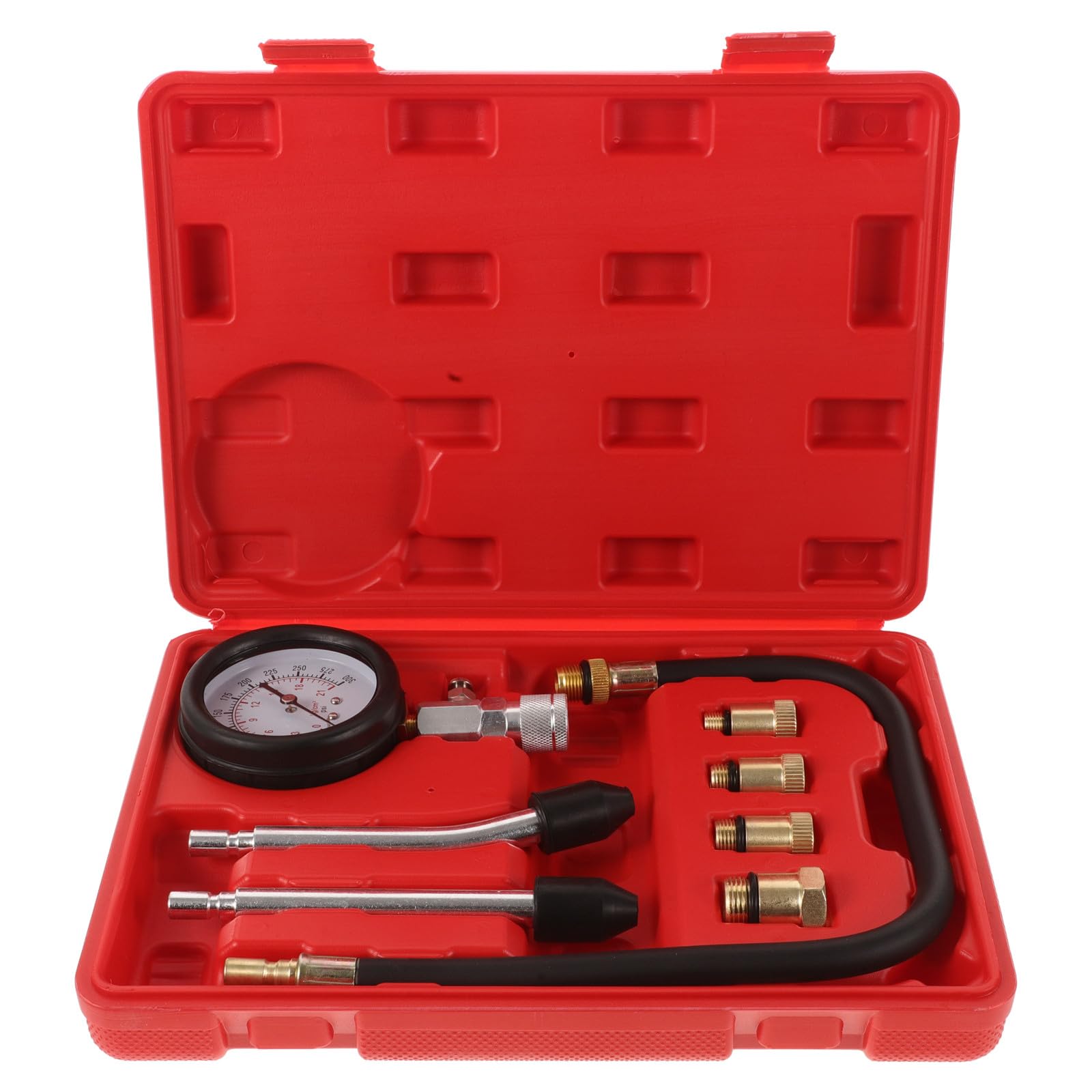 NUOBESTY Kit de Prueba de Compresión para Motor Manómetro de Compresión para Automóviles y Motocicletas Herramienta Multifuncional Adaptadores para Cilindros Portátil y Precisa para