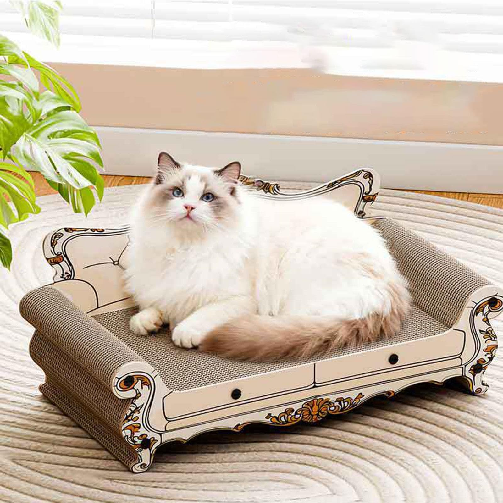 Griffoir pour Chat, Canapé-lit, Chaise Longue, Tableau Interactif, Accessoire en Carton Robuste, Fonction de Protection, Idéal pour Le Divertissement, Style A