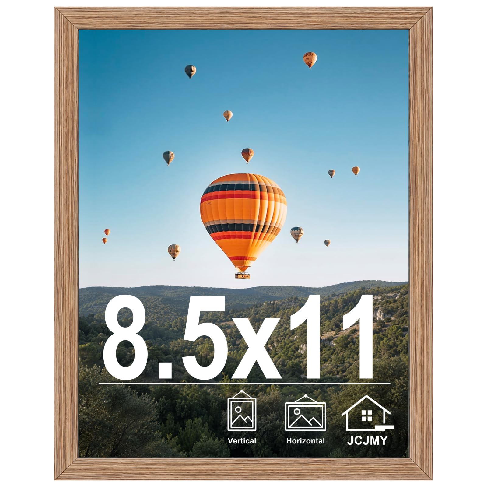 8.5x11 Picture Frame Rustic Brown for Wall Hanging or Tabletop, Wall Mounting Horizontally or Vertically, 8.5 x 11 Wall Gallery Poster Photo Frame with Durable Shatter Resistant Plexiglass, Rustic