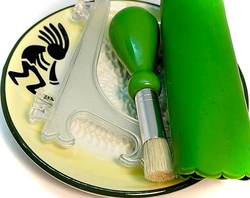 Miniatura 6 de BonCera Juego de 4 ralladores de ajo de cerámica Prime todo en uno  Placa ralladora de diseño Kokopelli con pelador de ajo cepillo de recogida