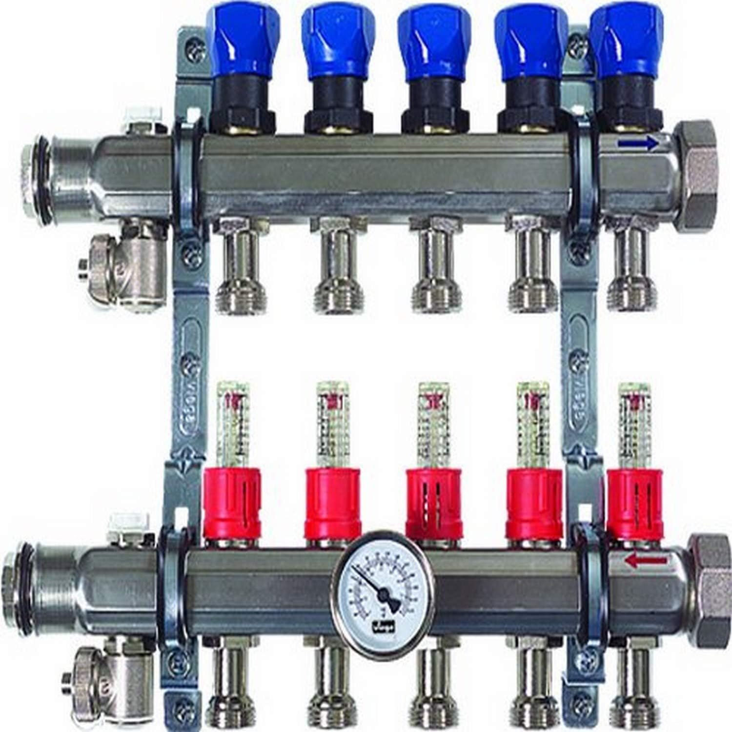 Viega 15907 ProRadiant Stainless Manifold Shut-Off/Balancing/Flow Meter with 9 No. of Outlets
