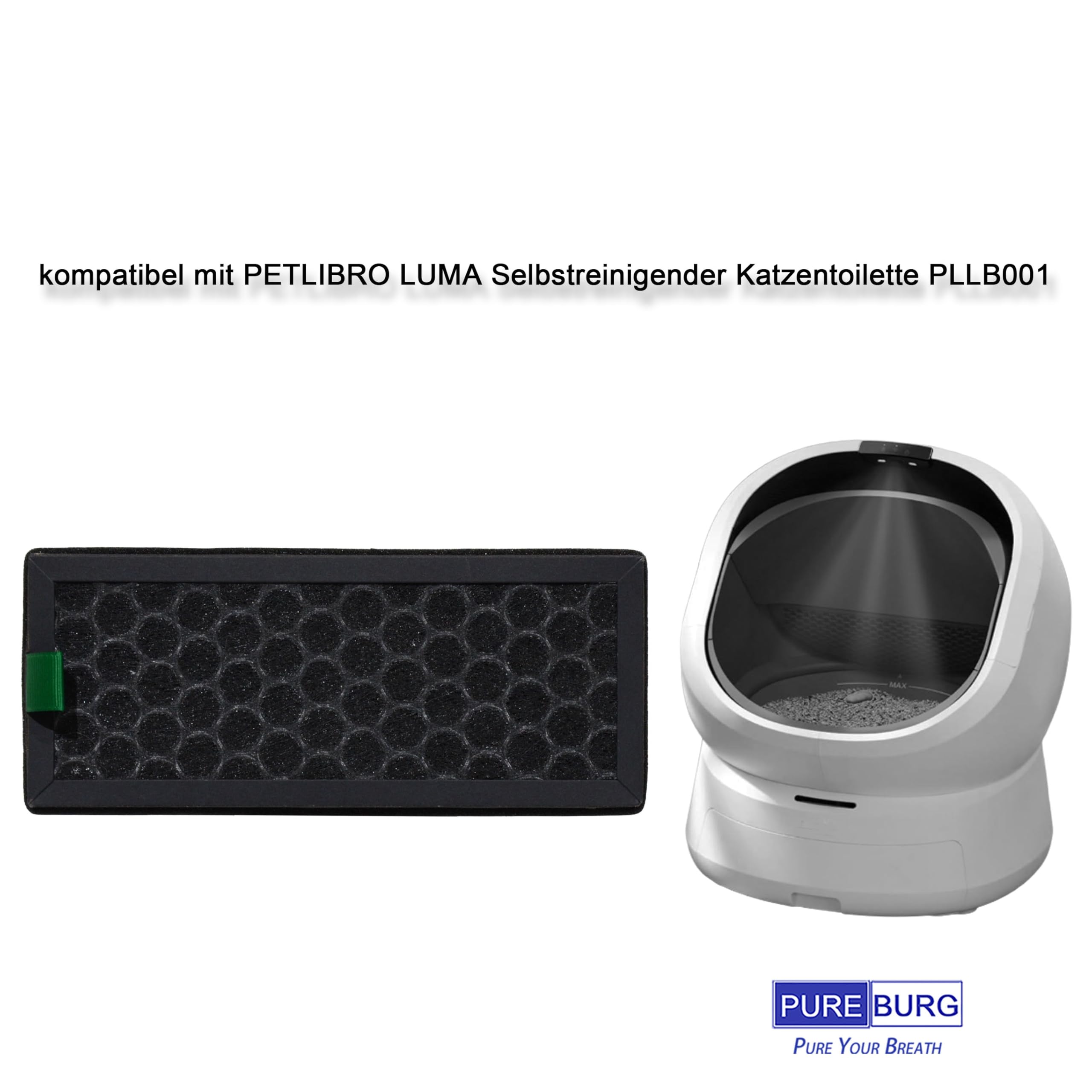 PUREBURG Lot de 4 filtres désodorisants de rechange compatibles avec la litière autonettoyante PETLIBRO LUMA PLLB001