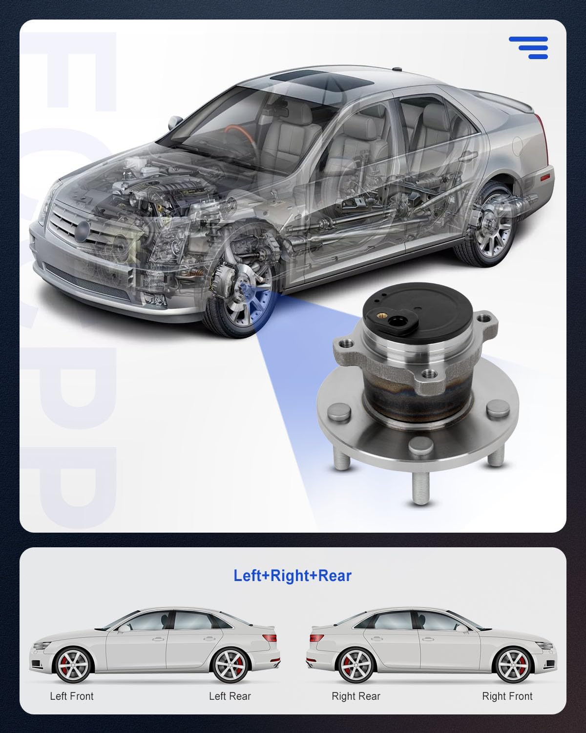 ECCPP Wheel Hub and Bearing Assembly Rear HA590397 fit 2010-2013 For Kia Forte Forte Koup Replacement For 5 Lugs Wheel Bearing Hubs with ABS 2 pcs