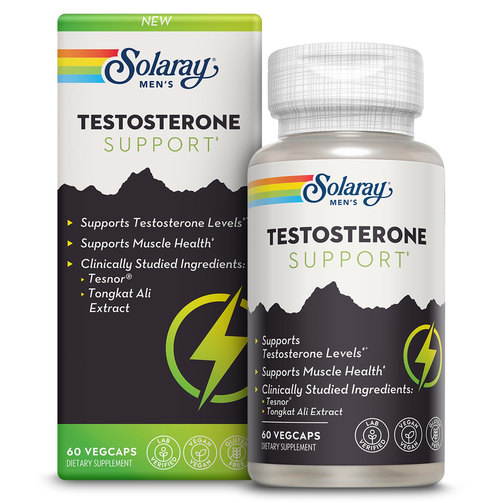 SOLARAY Testosterone Support, Muscle Health and Libido Supplement for Men - Clinically Studied Tesnor and Tongkat Ali Ex