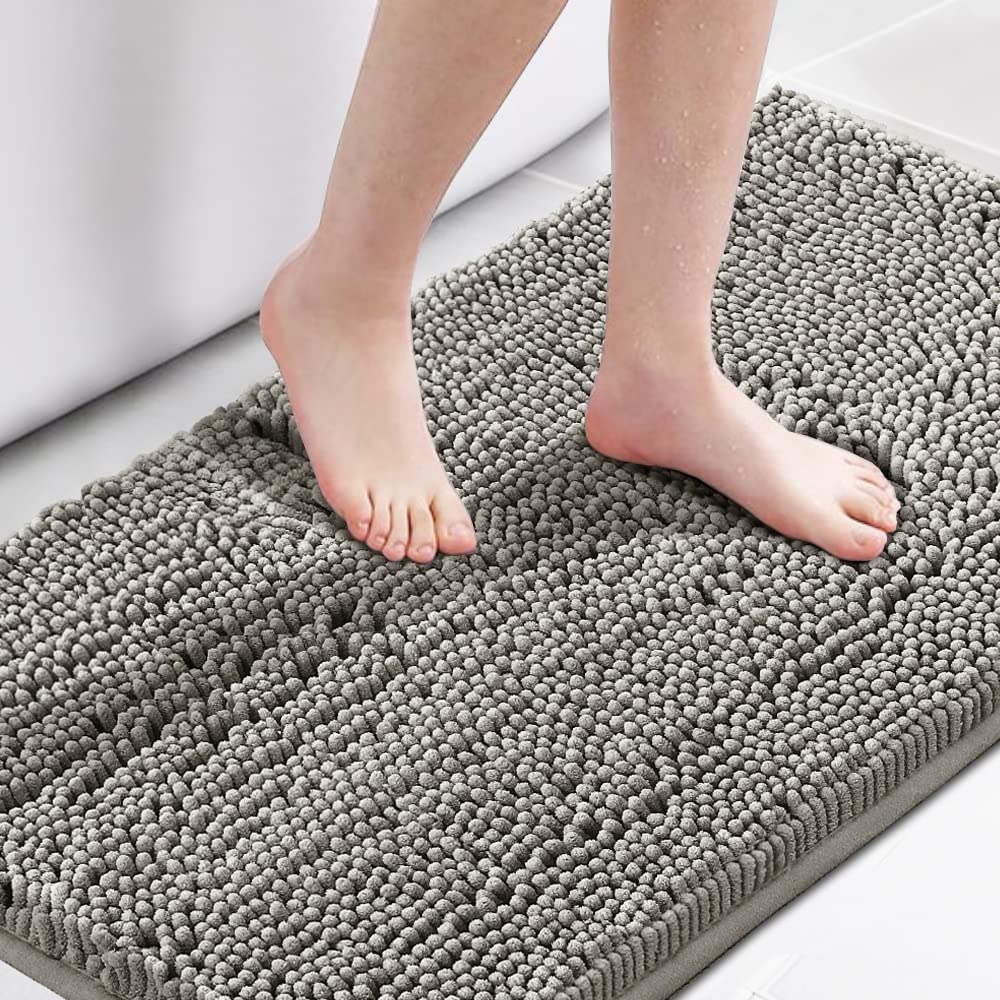 H.VERSAILTEX Microfiber Bath Rugs Chenille Floor Mat Ultra Soft Washable Bathroom Dry Fast Water Absorbent Bedroom Area Rugs, 24 x 42 - Inch, Dark