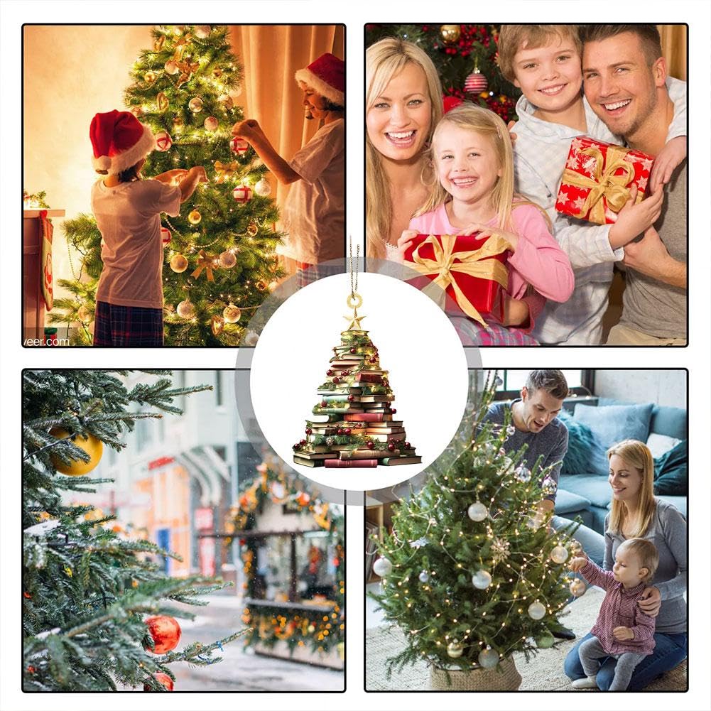 Amazon｜Searching Roads 2 x クリスマスブックツリーオーナメント、2D